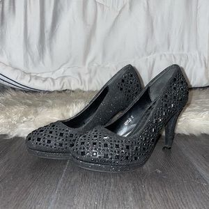 Black sparkle heels